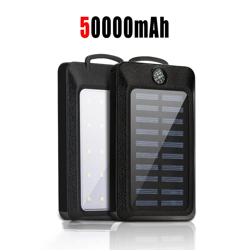 80000mAh Solar Power Bank Large Capacity Mobile Power Fast Charging With Camping Light Dual USB For iPhone Samsung Xiaomi