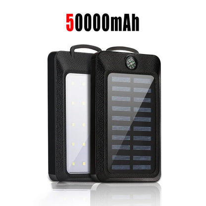 80000mAh Solar Power Bank Large Capacity Mobile Power Fast Charging With Camping Light Dual USB For iPhone Samsung Xiaomi