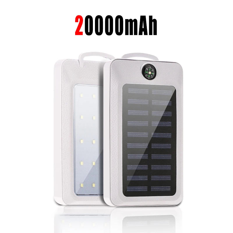 80000mAh Solar Power Bank Large Capacity Mobile Power Fast Charging With Camping Light Dual USB For iPhone Samsung Xiaomi