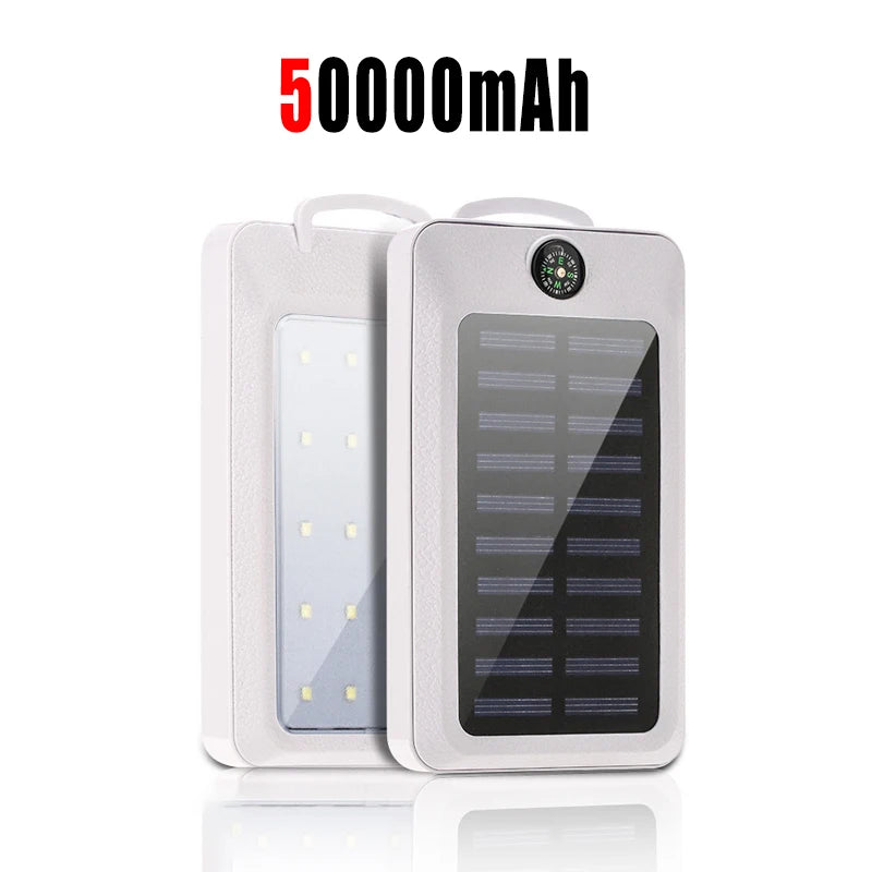 80000mAh Solar Power Bank Large Capacity Mobile Power Fast Charging With Camping Light Dual USB For iPhone Samsung Xiaomi