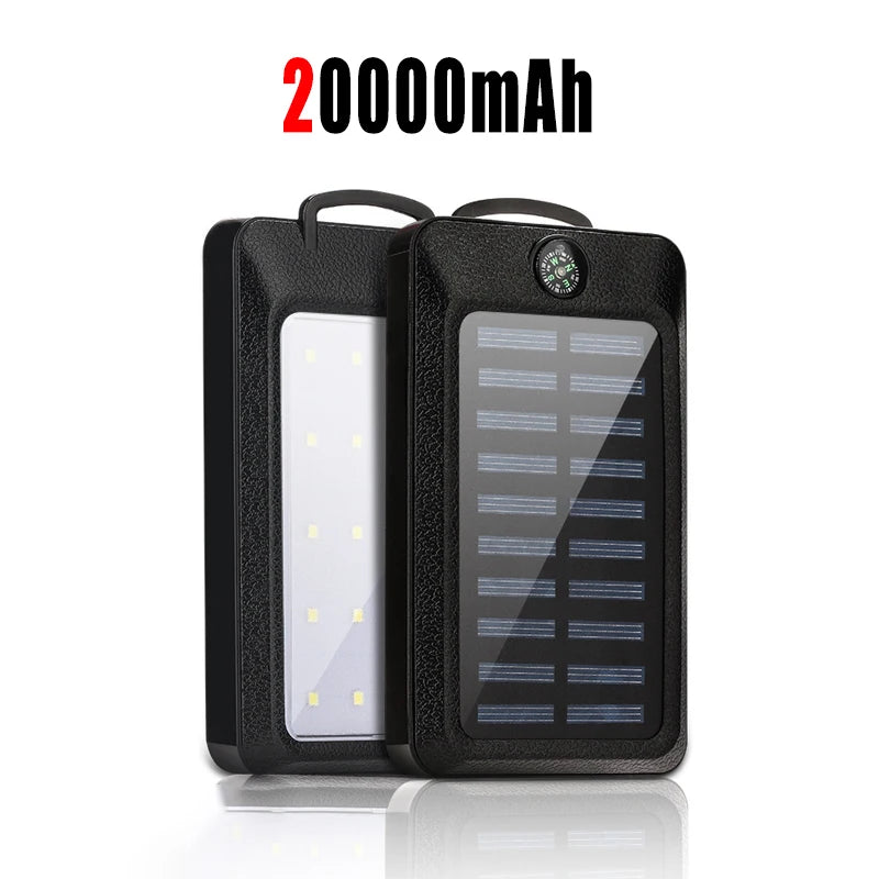80000mAh Solar Power Bank Large Capacity Mobile Power Fast Charging With Camping Light Dual USB For iPhone Samsung Xiaomi