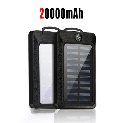 80000mAh Solar Power Bank Large Capacity Mobile Power Fast Charging With Camping Light Dual USB For iPhone Samsung Xiaomi