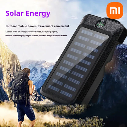 80000mAh Solar Power Bank Large Capacity Mobile Power Fast Charging With Camping Light Dual USB For iPhone Samsung Xiaomi